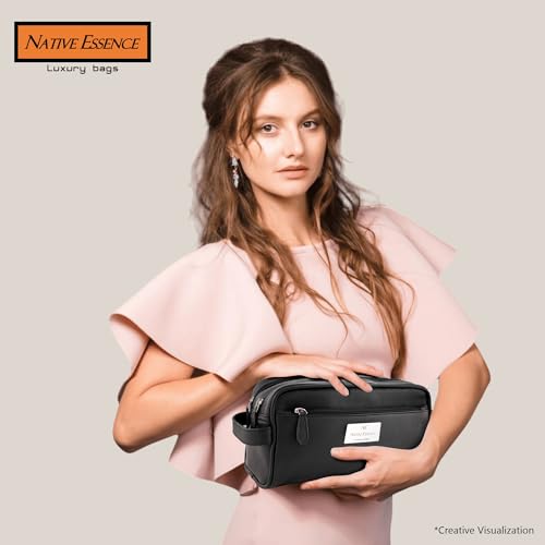 Leather Toiletry Bag, Black Genuine Calf Leather Travel Bag, Handmade DOPP Kit for Travel, Cosmetic Pouch, Luxury Shaving Bag, Bathroom Organizer, Stylish Grooming Kit for Men and Women Gift Packed3