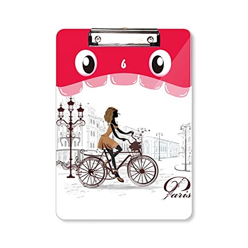 Bloc-notes A4 bicyclette dame France avec dossier à tête plate pour organiser vos cours
