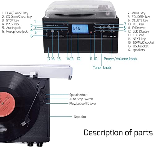 DIGITNOW! Lecteur de disque vinyle Bluetooth, tourne-disque pour CD, cassette, radio AM/FM et entrée auxiliaire, port… - Les Beatles, Paul McCartney, John Lennon, RIngo Starr, George Harrison DIGITNOW! Lecteur de disque vinyle Bluetooth, tourne-disque pour CD, cassette, radio AM/FM et entrée auxiliaire, port… – Image 6