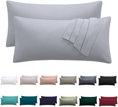 Nesture Kissenbezug 50x70 2er Set, Grau, 100% Mikrofaser | kopfkissenbezug 50x70cm mit Reißverschluss, kissenhülle weich & bügelfrei, atmungsaktiv, Pflegeleicht bei 60°C waschbar
