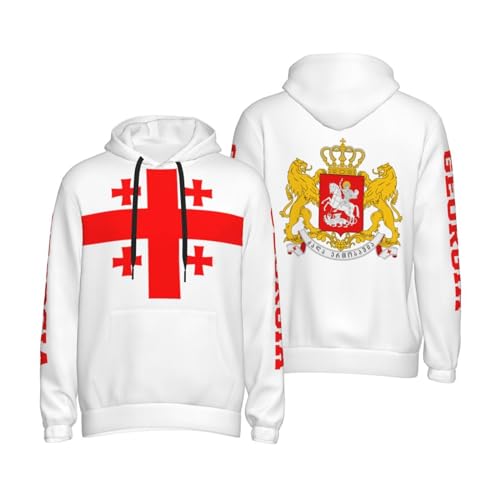 Georgia Flag Georgian Patriotic Men Hoodies Sweatshirt Drawstring Pullover Outerwear Pride Hood