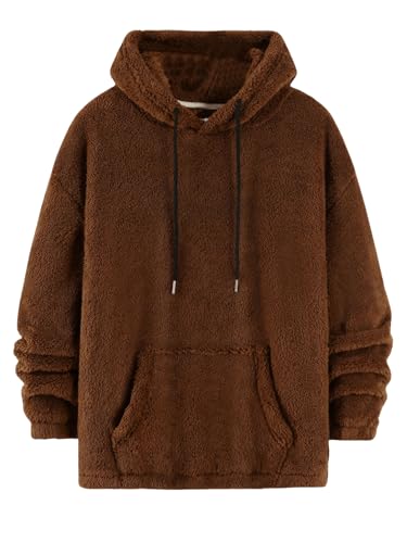 SOLY HUX Men's Fall Winter Fuzzy Bear Ear Hoodies Hooded Fleece Pullover Sweatshirt with Pocket
