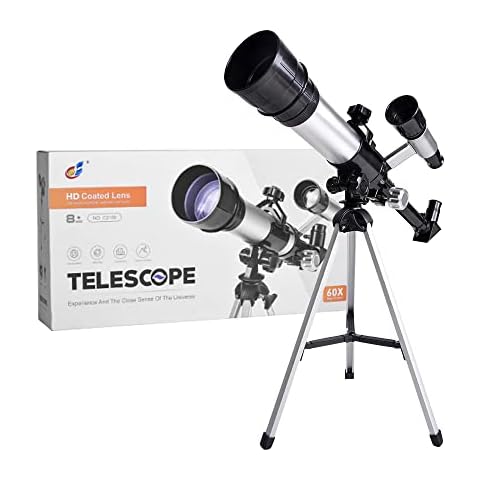 Teleskop für Kinder, ALEENFOON 20X-60X Astronomisches Kinder Fernrohr Teleskop für Astronomie Anfänger Kinderteleskop Set mit Stativ Okulare Kompass und Sternfinderlinse Wissenschaft Spielzeug Cover