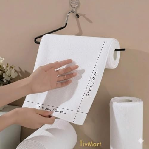 Image of Microfiber Cleaning Cloth Roll | 10 Reusable Tear-Away Sheets (25x25 cm, 220 GSM) | Washable Lint-Free Cleaning Towels for Kitchen, Car, Glass, Office & Home | Ultra Absorbent White Cloth Roll