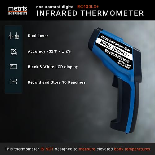 Thermomètre infrarouge à haute précision -50 à 750 °C pour mesures thermiques CVC