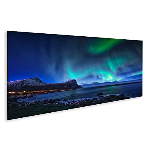 Tableau Tableaux aurore boréale ciel nocturne norvège nord aurore boréale ciel norvège Cadre sur Toile Impression Photo Affiches