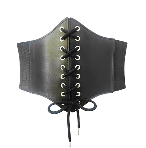 Women's Lace-Up Corset Waspie Wide Belt Retro Elastic Waist Tied for Ladies Halloween Costume