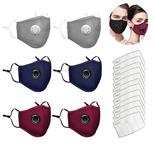 Reusable Face Màsc Bandanas with Breathing valve + Activated Carbon Filter Replaceable Haze Dust Face Health | Mouth Filter for Adults (A)