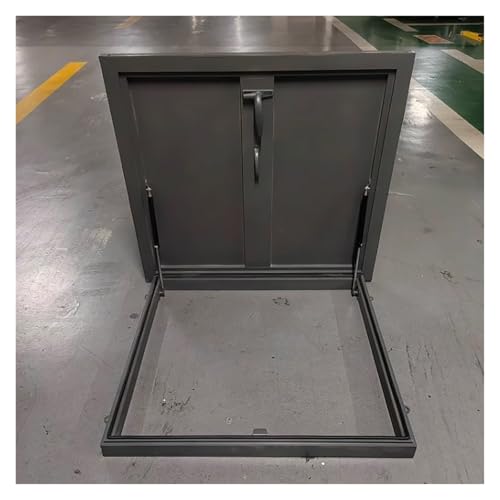 Barras de soporte hidráulico galvanizadas y manija para puerta de acceso al aire libre para sótano/pozos, trampa de metal negro, 64 x 56 cm, solución segura