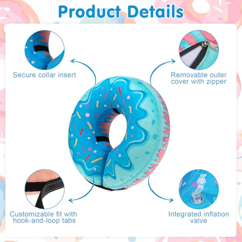 Image of BEAUTYZOO Dog Cone Alternative After Surgery for Large Medium Small Dogs, Soft Inflatable Cone Collar for Dogs Cats, Pet Neck Donut E Collar Dog Recovery Collars to Stop Licking, Blue Donut, M