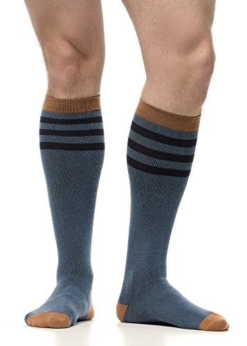 VIM & VIGR Cotton 15-20 mmHg Graduated Compression Socks for Women & Men (Evening & Camel Rugby Stripe, Small) - Thumbnail 3