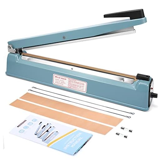 Metronic 16inch/400mm Manual Impulse Manual Hand Sealer Heat Sealing Machine Poly Tubing Plastic Bag with 2 Replacement Kit Blue