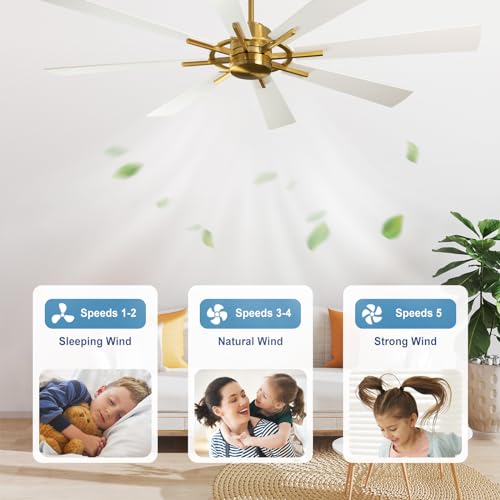 Image of Depuley Ceiling Fan Without Light: Big Indoor Outdoor Fan with Remote APP Control - Large Ceiling Fan no Light 8 Blade Reversible Quiet DC Motor Memory Function Timer 72 Inch White