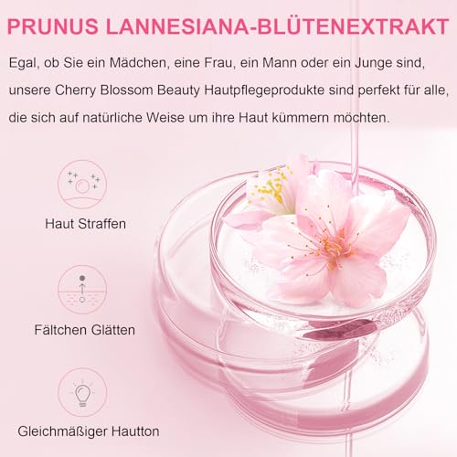 Hautpflege Set für Teenager-Mädchen, Japan Sakura Skincare Set, Anti-aging Gesichtspflege Set, Tägliche Skin Care Set Frauen - Reinigung Toner Serum Creme Augenmaske Gesichtsmaske Lippenmaske – Bild 3