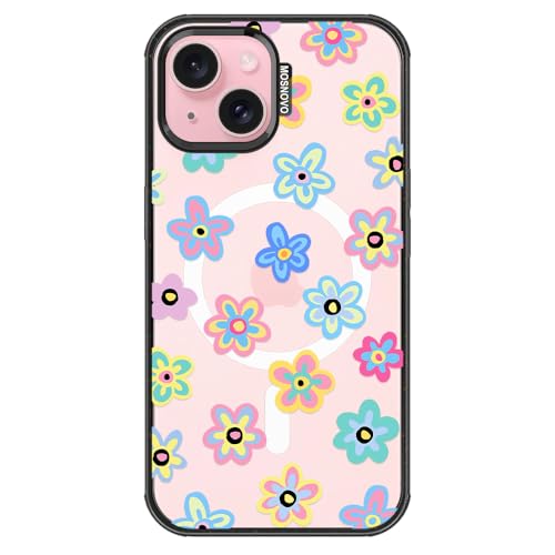 Coque iPhone 14 Plus compatible MagSafe antichoc motif Fleur Groovy