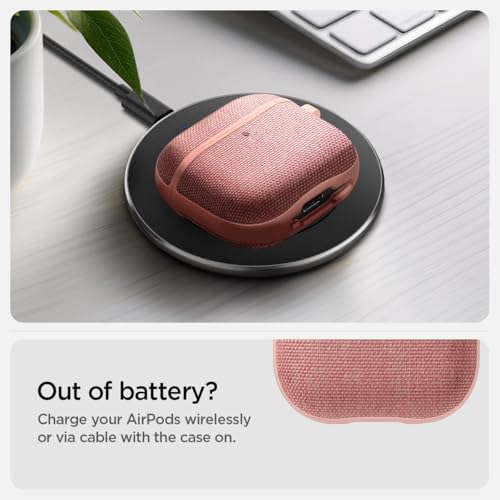 Image of Spigen Urban Fit Designed for AirPods 4 Case (2024) Premium Fabric Cover with Carabiner Key Chain - Rose Gold