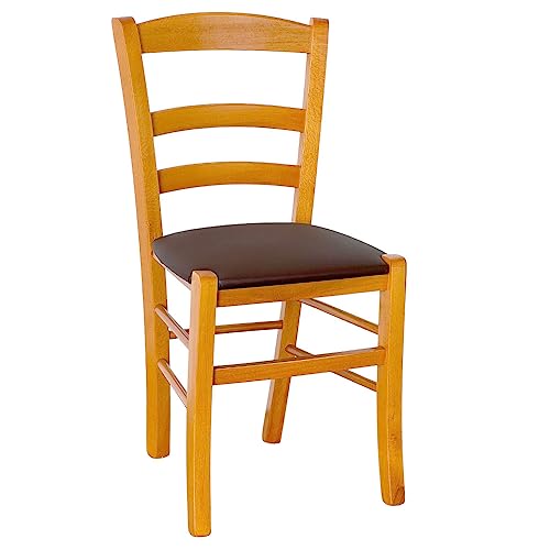 okAffareFatto di Zimbardi Costanza Chaise bois paysana cerisier avec assise rembourrée marron