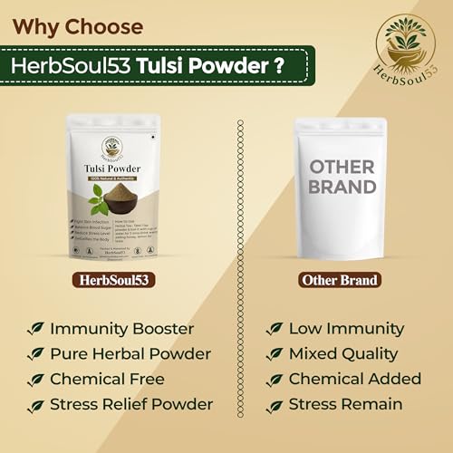 Image of Tulsi Leaf Powder 100 Gram Organic Holy Basil Powder For Health Skin & Hair | Supports Immunity, Digestion, Cold Cough Relief, Acne Care | Ayurvedic, Tulasi Leaf No Added Preservatives