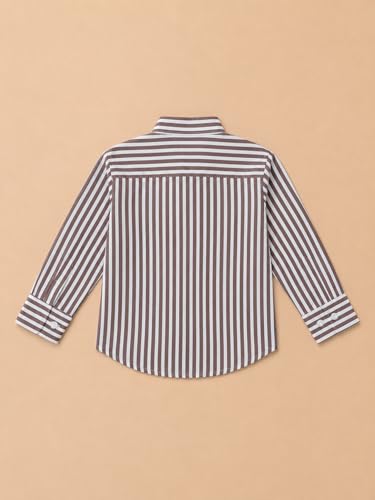 Image of A.T.U.N. (ALL THINGS UBER NICE) Boys 100% Cotton Band Collar Shirt | Soft Fabric with Button Front Style & Roll-Up Sleeves | Comfortable Casual Kids Shirt