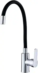 Torneira Cozinha Flexível Slim Bancada Pia Quente Fria Monocomando Cromo e Preto Emborrachada Moderna