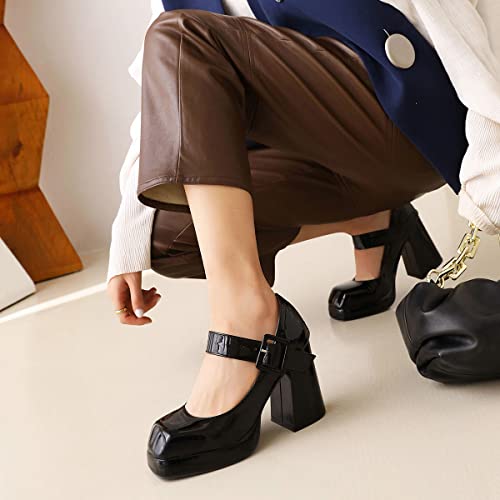 Roimaash Square Toe Pumps Chunky Heels Size EU32-484