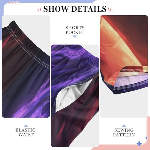 Red Purple Dragons Glowing Fire Pajama Lounge Pants with Pockets Sleepwear Soft Elastic Waist PJ Bottoms 6-14 Years4