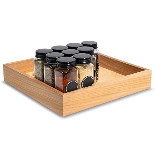 Creative Deco Holzbox Aufbewahrungsbox | 28 x 28 x 5 cm | Holzkiste Klein Ordnungsbox Holz Organizer Box | Buchenholz | Tablett für Kleinigkeiten,...