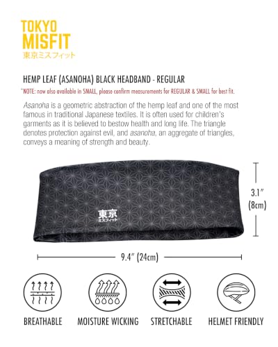 Image of Tokyo Misfit Japanese Headband for Men & Women, Sweat Band (Asanoha-Black)