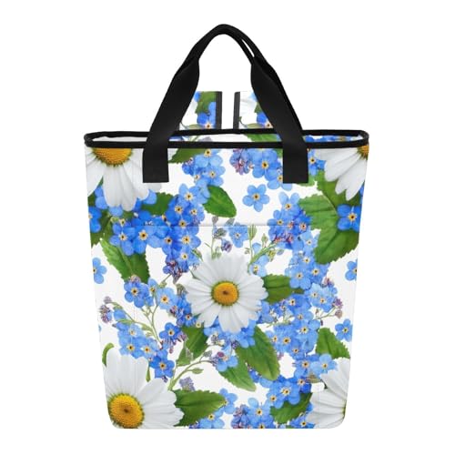 Daisy and Blue Blossoms Hot Cold Bags Insulated 36 Cans Backpack Beach Bag, 13.8''x5.9''x16.5
