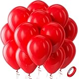 Bezente Red Balloons Latex Party Balloons - 100 Pack 12 inch Round Helium Red Balloons for Valentines Day Casino Theme Wedding Birthday Patriotic Party Decorations