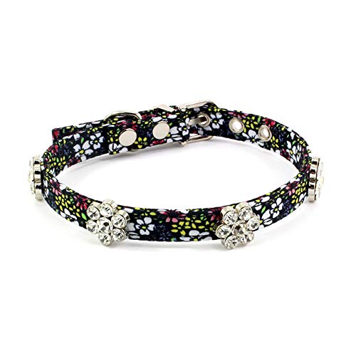 PETFAVORITES Rhinestone Floral Dog Cat Collar - Bling Dog Birthday Jewelry for Small Dogs Girl - Female Chihuahua Yorkie Clothes Costume Accessories, Adjustable Buckle (Pattern B, Size S)