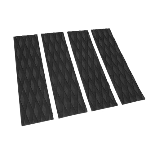 POENVFPO 4Pcs Surfboard Traction Pads,Anti Slip Surfing Skimboard Deck Grip Pads Front Tail Pad for Longboard Shortboards Kayak (Black)