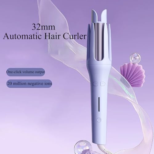 Image of Automatic Hair Curler with 4 Temperature Settings and 3 Timers, Auto Shut Off Anti-Scald Swivel Wand (Pink)