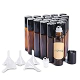 ✿【Paket enthalten】20 * 10ml Kobaltblau Glasrolle auf Flasche mit Deckel, 5 * Trichter, 2 * Spritze und 1 * Aufkleber zum Markieren der.