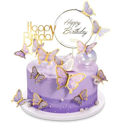 22 Stück Tortendeko Geburtstag,Schmetterlinge Deko Torte,Kuchen Deko,Cake...