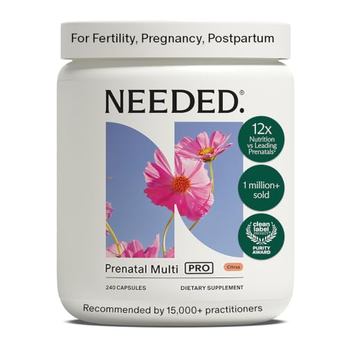 Image of Needed. Prenatal Multivitamin with Citrus Scent Insert, 30 Day Supply | Complete Prenatal Multi For Before, During, & After Pregnancy, 26 Optimal Nutrients Including Choline, Vitamin B, & Folate
