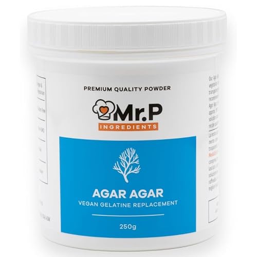 Mr.P Ingredients Agar Agar 250g en Polvo Gelatina Reemplazo Ideal Para Preparar Jaleas y Mousses Vegano Vegetariano Halal Kosher No-OGM