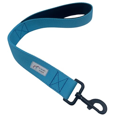 EGV - Correa corta perro 4cm ancho, Correa corta perro grande con asa acolchada y mosquetón reforzado, Correa perro corta 50cm longitud. Correa adiestramiento resistente. (Azul)