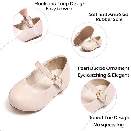 Image of PHIRAMIN Toddler Flower Girl Dress Shoes - Little Girl Mary Janes Flats Wedding