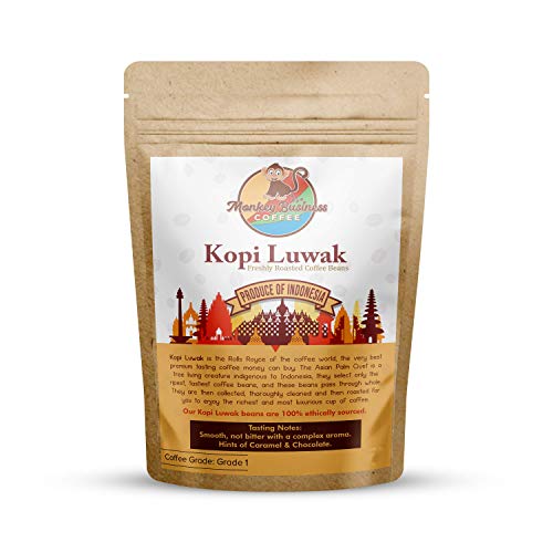 Monkey Business Coffee - Café Kopi Luwak sauvage - Grains Entiers - 2 Kilogrammes (Autres Poids Et Types De Haricots Disponibles) - De Source Durable (D'indonésie)
