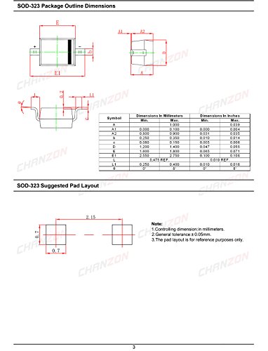 (Pack Of 100 Pieces) Chanzon B5819Ws Smd Schottky Barrier Rectifier Diodes 1A 40V Sod-323 (Sc-76) 1 Amp 40 Volt (Marking Sl) #TOP3