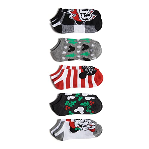 Disney Women's Mickey Mouse 5 Pack No Show Socks, Holiday Black Assorted, Fits Sock Size 9-11 Fits Shoe Size 4-10.5 #TOP2