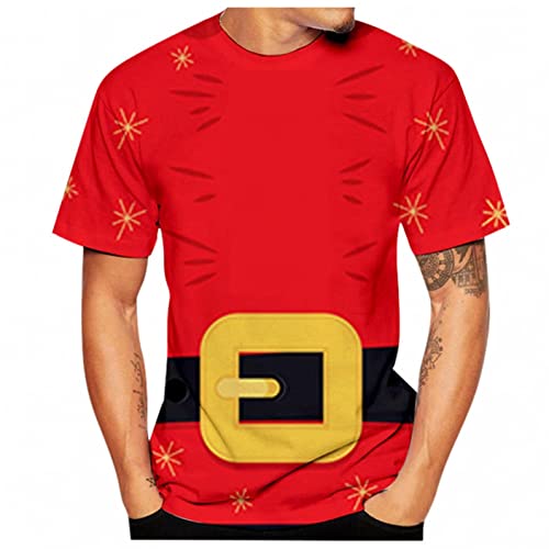 Zhiyao Camiseta de Navidad para hombre, regalo de Navidad, jersey de Papá Noel, disfraz de cosplay, ropa de calle, regalo ideal, 2 rojos., L