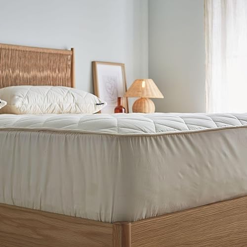 Woolroom Deluxe Hypoallergenic Mattress Protector Twin Size - 100% Natural Thermoregulating British Wool Mattress Pad - Promotes Sleep Hygiene & Mattress Protection - Machine Washable Mattress Cover