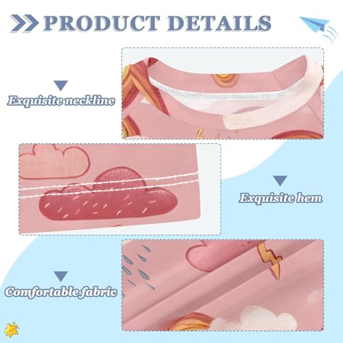 ALAZA Kids Rash Guard Girls Toddler Swim Shirts Short Sleeve Cute Rainbow Rain UPF 50+ 3T3