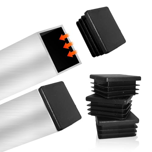 Image of 32 Pcs 1-1 /2 inch Square Tubing End Caps, Plastic End Caps Insert Finishing Plug for Chair Legs, Pipe Post, Table Legs (38x38mm)