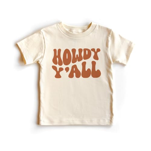 Retro Howdy Yall Toddler Shirt - Funny Cowboy Country Western T-Shirt - Cute Natural Toddler Youth Tee