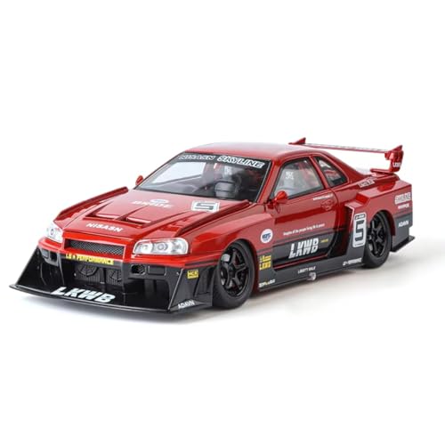 Image of PLUSPOINT Diecast Metal Skyline LB-ER34 Super Silhouette RHD Liberty Walk-Edition Sports Car 1:24 Scale Simulation Model Alloy Toy car with Openable Doors & Light, Music Toy Vehicle for Kids, Adults