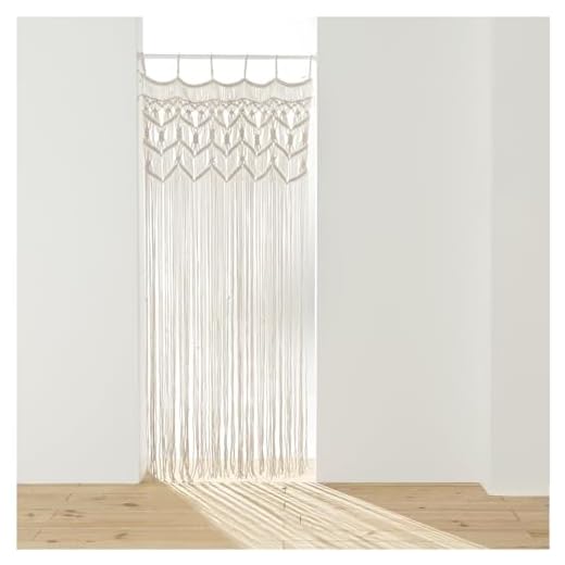 Acomoda Textil – Cortina de Hilos para Puertas y Ventanas de Macramé. Persiana Decorativa Natural Translúcida Separadora de Ambientes para Entrada, Jardín y Terraza de Algodón 90x200 cm. (1 Unidad)