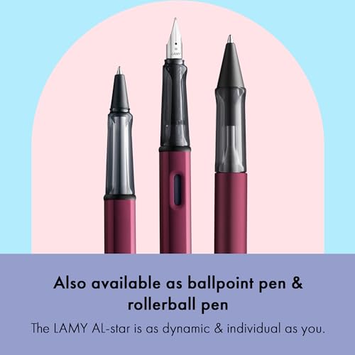Image of LAMY AL-star black purple - Fountain Pen with ergonomic grip & polished Left-Handed steel nib (LH) in size M - lightweight aluminum body - including LAMY T 10 blue cartridge